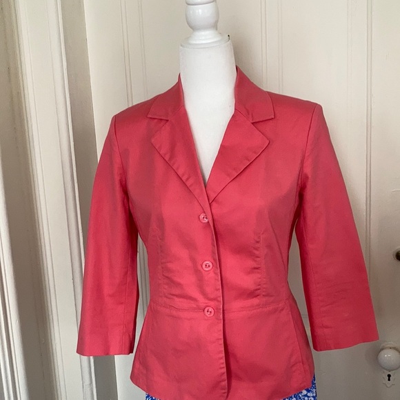 Darling cotton fitted jacket in deep peach color, size 8 - Picture 1 of 8